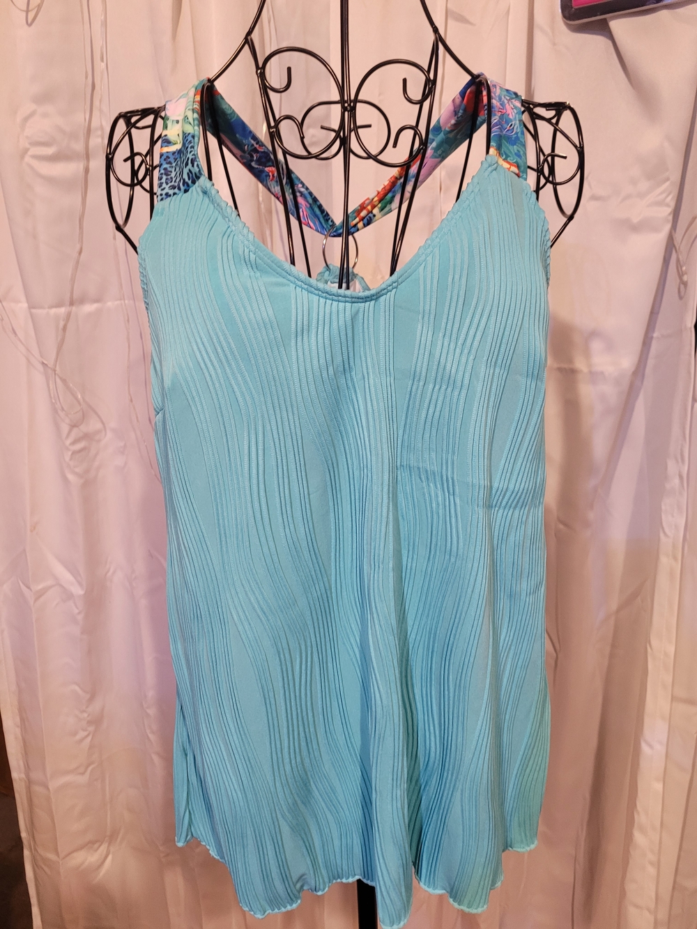 Amazon Light Blue Swim Bikini Cover-Up with Multicolor Straps